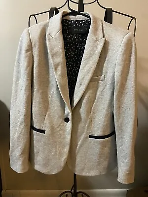 ZARA Basic Gray Knit Blazer With Elbow Patches Medium Coat      Made In Morocco • $33