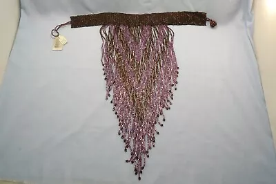 Vintage Macy's Purple Bead Fringe Choker Bib Necklace - NWT • $12