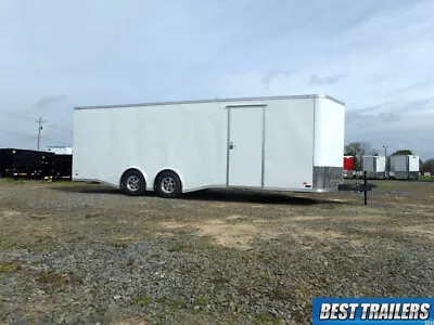 8 X 24 Enclosed Carhauler Trailer Cargo White Car Hauler LED 5k Axles Spread Axl • $11995