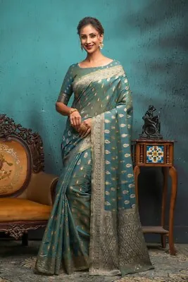$40 • Buy Indian Pakistani Party Wear Designer Saree With Blouse Piece Or Stitched Blouse
