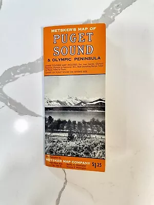 Vintage METSKER'S MAP OF PUGET SOUND Olympic Peninsula • $19.95