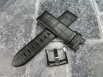 New 22mm Grain Leather Strap Black Watch Band With OEM MONTBLANC Tang Buckle • $79.99