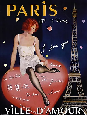 94967 Paris French Je T'aime Eiffel Tower European Decor Wall Print Poster • $24.95