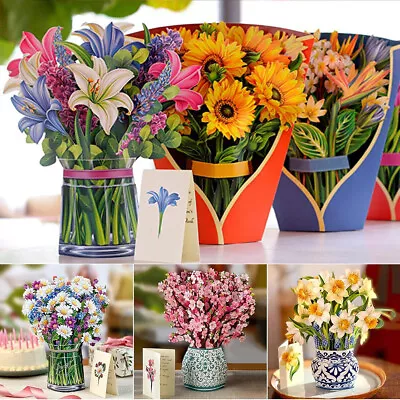 🎁Mother's Day Gift💐Pop Up Flower Bouquet Greeting Card 3D Pop-Up Card New UK • £4.99