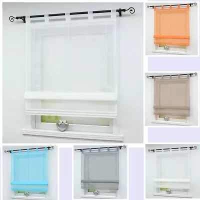 £14.59 • Buy Roman Curtains Blind Window Net Curtain Sheer Liftable Tab Top Voile W/ Loops