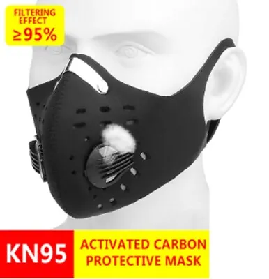 Black Face Mask Protective Filter Dust Pollen Washable Reusable PM 2.5 FM5 UK • £3.79