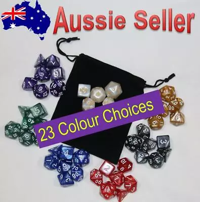 $8.95 • Buy 7 Piece Pearl Dnd Dice Set And Bag. Polyhedral Dice For Dungeons & Dragons RPG 
