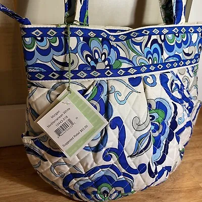 Vera Bradley Morgan Purse Bag Mediterranean White Retired Print Shoulder Bag 08 • $30