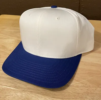 Vintage 90s BLANK New Yupoong Snapback Hat Cap Royal Blue / White Two Tone • $14.95