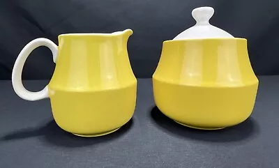 Mikasa Sugar Bowl W/lid And Creamer Cera Stone D1350 Daybreak Yellow • $20