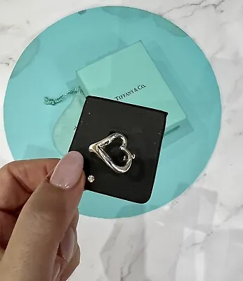 £60 • Buy Tiffany & Co Silver Peretti Open Heart Band Ring Size J