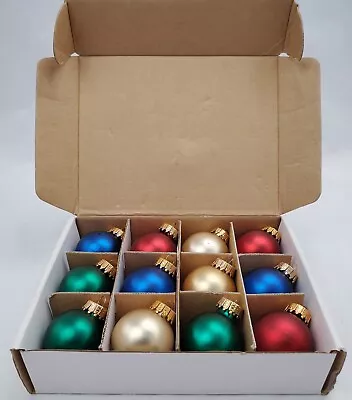 Vintage Mini Glass Christmas Ball Ornaments Multi Colors 1.5  Tall Set Of 12 • $11.48