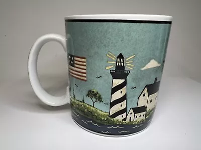 Warren Kimble Coastal Breeze American Flag Lighthouse Coffee Mug CUP Sakura • $19.50