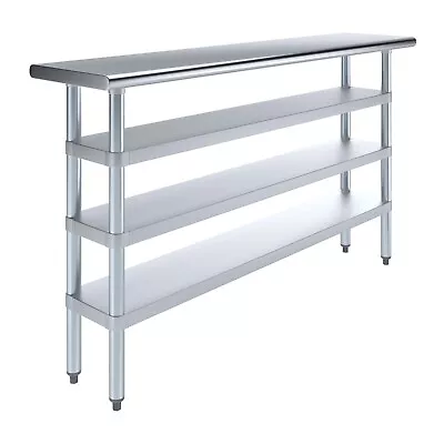 14 In. X 60 In. Stainless Steel Work Table With 3 Shelves | Metal Utility Table • $379.95