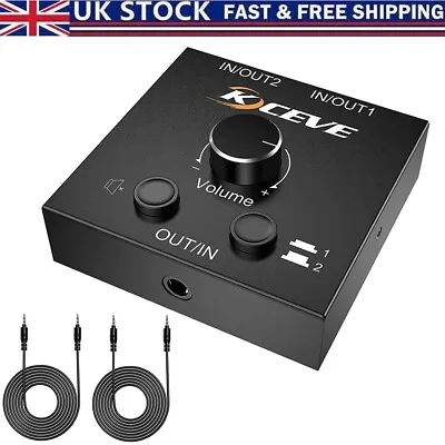 2x1/1x2 3.5mm Stereo Audio Switch Bidirectional Audio Switcher With Mute Button • £16.35