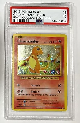 PSA 5 Charmander Holo Cosmos Toys R Us Promo 9/108 Evolutions Pokémon Card • $0.99