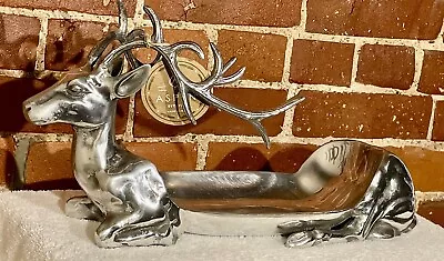 LRG Pewter Stag Elk Deer Reindeer Table Centerpiece Hors D'oeuvres Tray Platter • $103.99