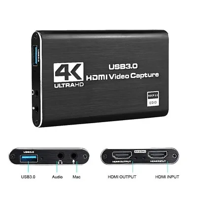 $24.98 • Buy HDMI 4K Video Capture Card USB3.0 60FPS For Game Live Stream Capture Device New