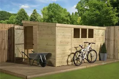 Empire 3000 Pent Garden Shed Wooden 10X4  10ft X 4ft SHIPLAP TONGUE & GROOVE PRE • £736