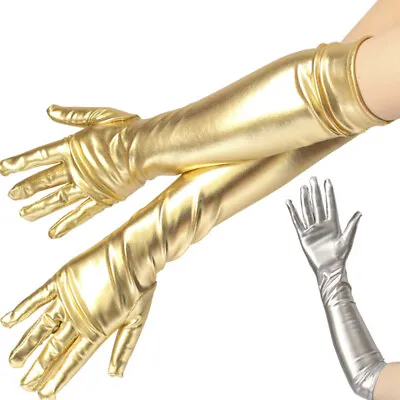 Sexy Women Shiny Long Gloves Leather Wet Look Latex Party Opera Costume -PN • £6.16