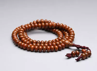 Tibetan Buddhist 108 Red Bodhi Seed Prayer Beads Necklace Mala Abacus Bead 0.8mm • $16.99