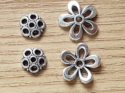 20 Tibetan Silver DAISY FLOWER BEAD CAPS 11.5mm Or 9mm Jewellery Making UK • £2.65