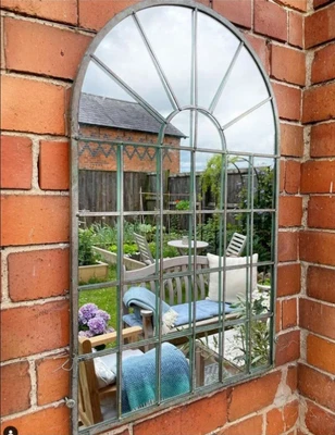 £35.35 • Buy Outdoor Garden Mirror Arch Metal White Wash Frame Hanging Wall Mounted Vintage 