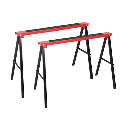 $59.99 • Buy Traderight Saw Horse 2pc Pair PRO Trestle Steel Foldable Work Bench Stand