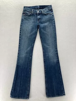 7 For All Mankind Jeans Women's 26 Bootcut Medium Blue Stretch Denim Low Rise • $19.99