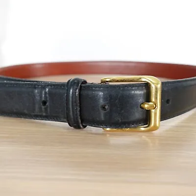 VINTAGE Coach Belt Mens 36 Black Leather Dress Handcrafted Solid Brass 5950 • $36.88