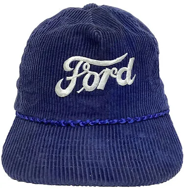 Vintage FORD Blue Corduroy Slide Adjust Rope Hat Cap AmaPro Korea • $68.67