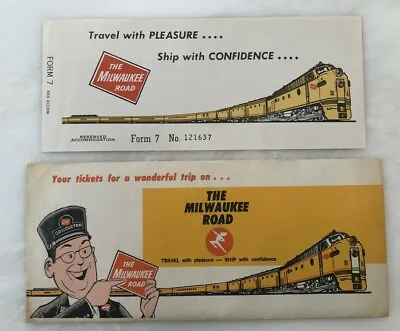 1960s MILWAUKEE ROAD Railway RAILROAD Train TICKET & Envelope VINTAGE C • $16