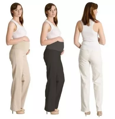 Maternity Pregnancy Linen Trousers Over Bump Pants • £12.79