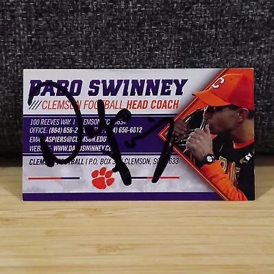 DABO SWINNEY BUSINESS CARD SIGNED NCAA FOOTBALL AUTOGRAPH Authentic Clemson Auto • $25.75