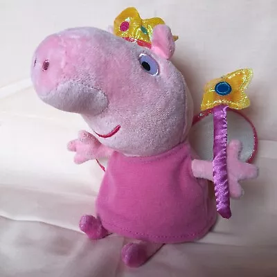 Peppa Pig Fairy Princess Small Plushie Toy Cuddly Toy With Crown Wings And Wand • £4.99