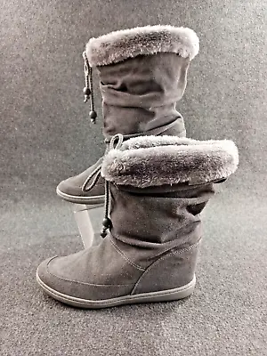Skechers Skch+3 Women's Suede 3 Inch Hidden Wedge Heel Size 8 Gray Winter Boots • $25.99