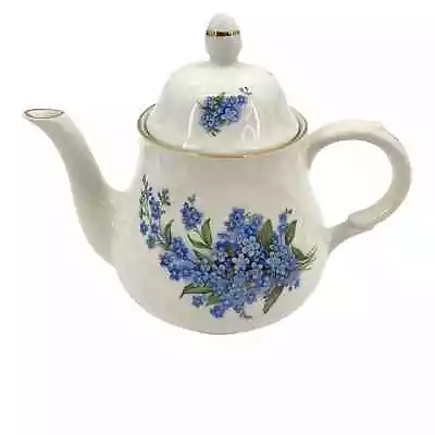 VTG Arthur Wood & Son #6397 Porcelain Teapot Staffordshire England Forget-Me-Not • $29