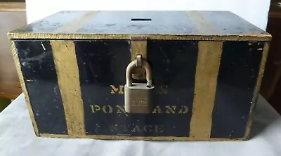 Early Antique Hinged Wood & Brass Merchants Cash Box W/Lock Mac's Ponyland Stage • $49.64