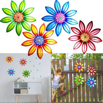 4X Home Fence Ornament Metal Flower Garden Decoration Wall Art Hanging Sculpture • £12.88