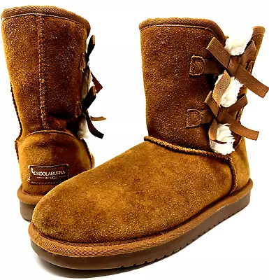 Koolaburra By Ugg Boots Size Us 5 Chestnut Victoria Short Soft Suede Bow • $27