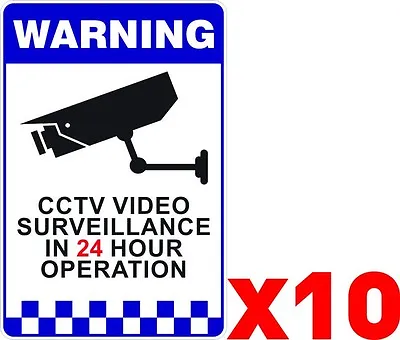 10 PACK - Warning CCTV Security Surveillance Camera Rigid Plastic Sign 200x300mm • $36.96