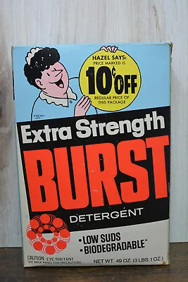 Vintage UNOPENED Burst Detergent 490z Box 59 Cents RARE! Advertising Hazel Says! • $34.50