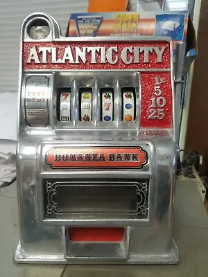 $51.49 • Buy Vintage Atlantic City Metal Bonanza Slot Machine Bank Tested Working