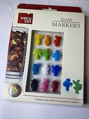 $8.52 • Buy Vacu Vin Glass Markers Monster Party People Character Wine Charms Set Of 12 NEW