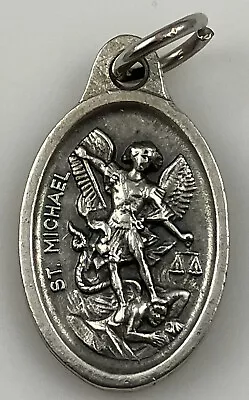 Vintage Catholic Saint St Michael Guardian Angel Silver Tone Medal Italy • $9.99