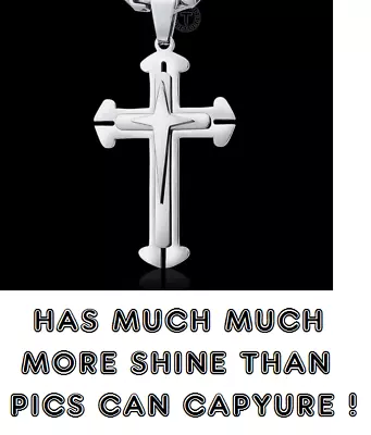 3 LAYERED LARGE CROSS CHRISTIAN Pendant On 925 Sterling Silver 20  Necklace Men • $19.93