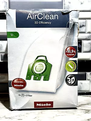 Miele U Vacuum Cleaner Airclean Bags 4 Bags 2 Filters Green Collar Genuine • $21