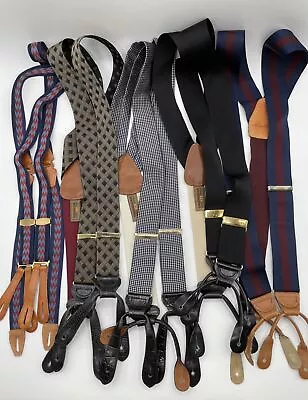 Suspenders Braces Button Leather Trafalgar Brooks Brothers Paris Lot Of 5 • $71.53