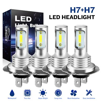 Combo H7 H7 LED Headlight Bulbs Kit High Low Beam Super Bright 6000K-Xenon White • $31.99