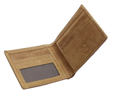 Mens Gents Wallet Soft Real Cowhide Leather Canvas Premium Quality Wallets 1214 • £9.95